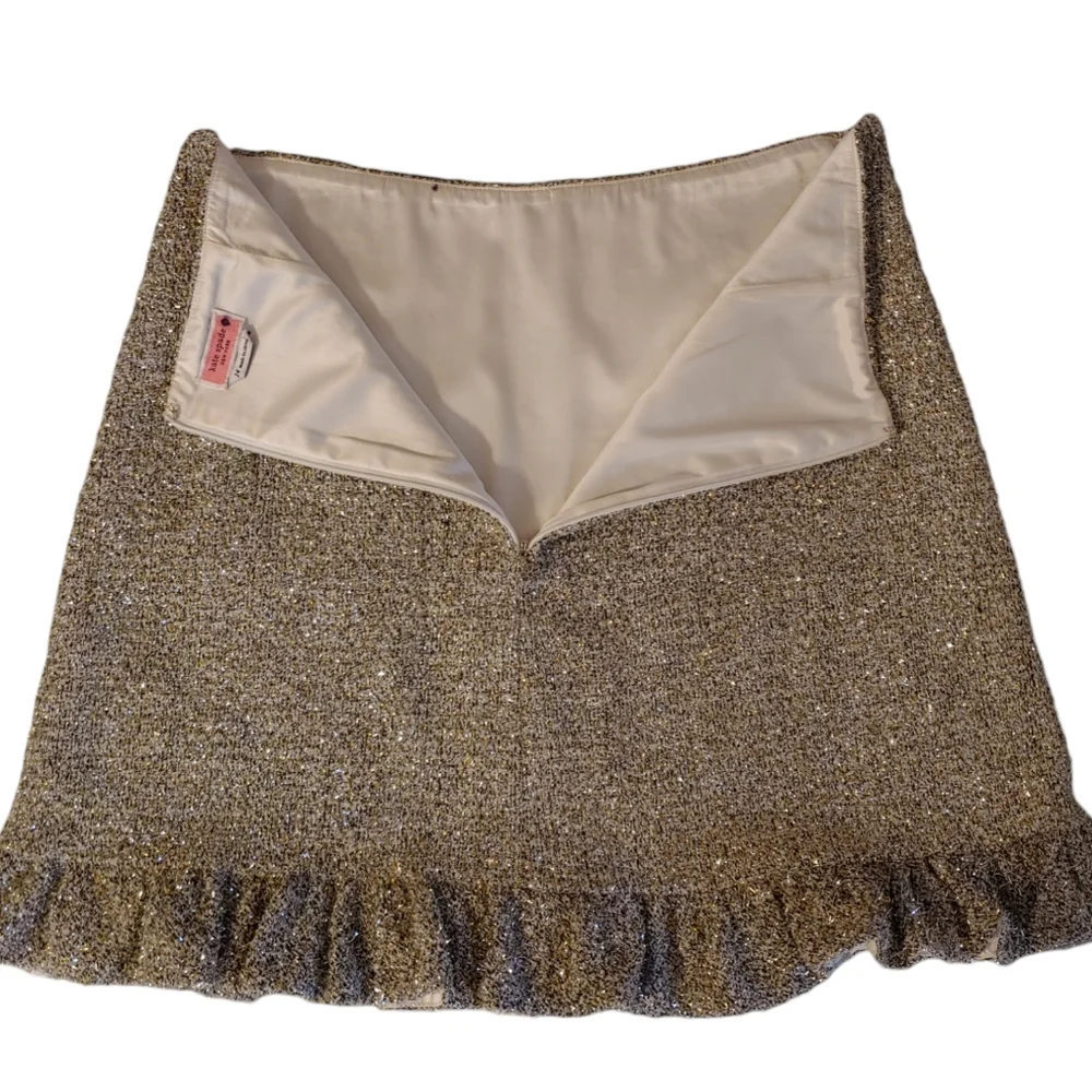 Kate Spade New Yorker Silver Metallic Tweed Skirt So Sparkly Size 14 NWOT